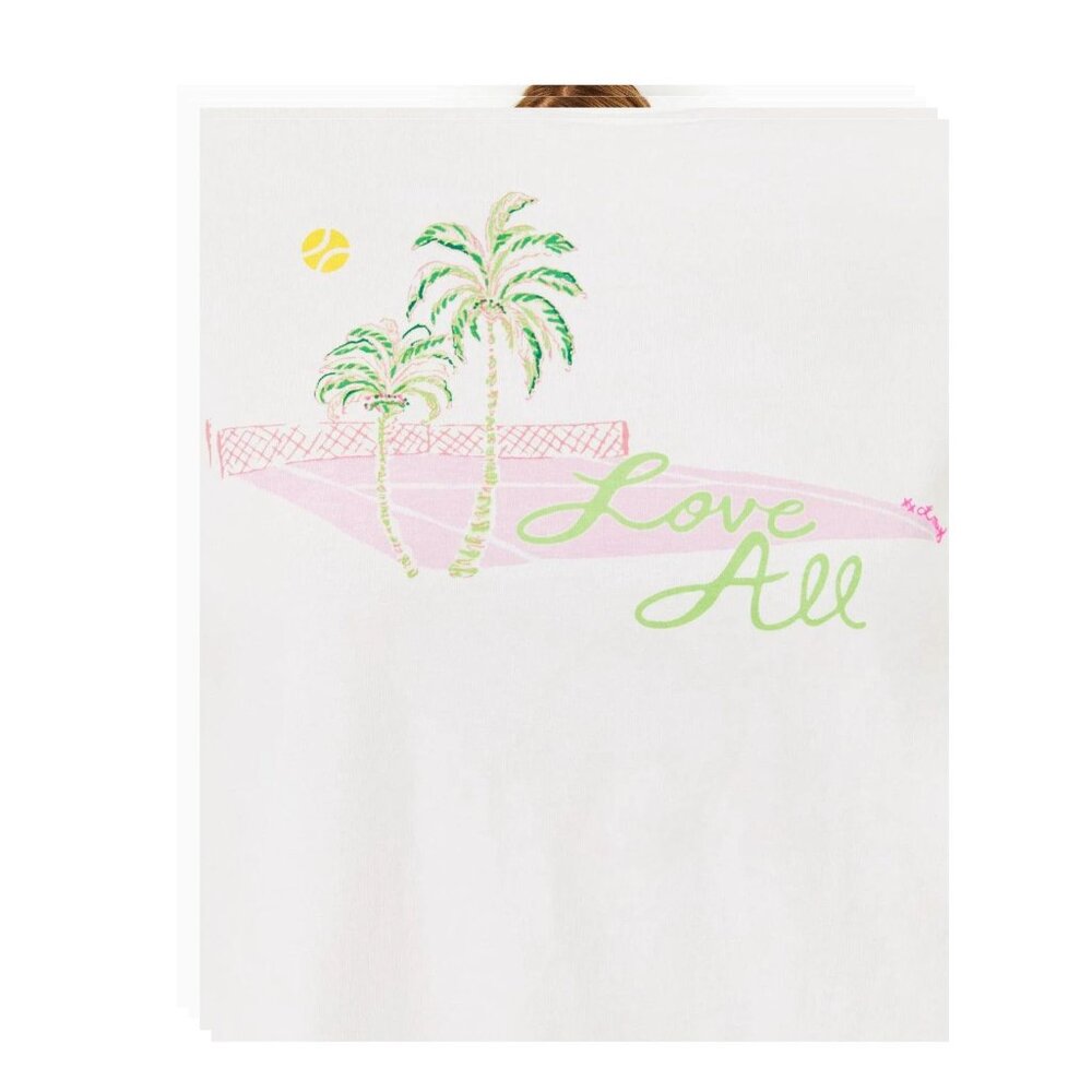 Lilly Pulitzer Long Sleeve Rally Tee Resort White Love All Sz S - Picture 3 of 3